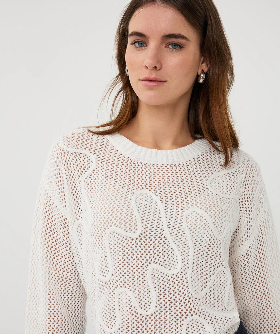 Open Knit Cotton Sweater - Image 3
