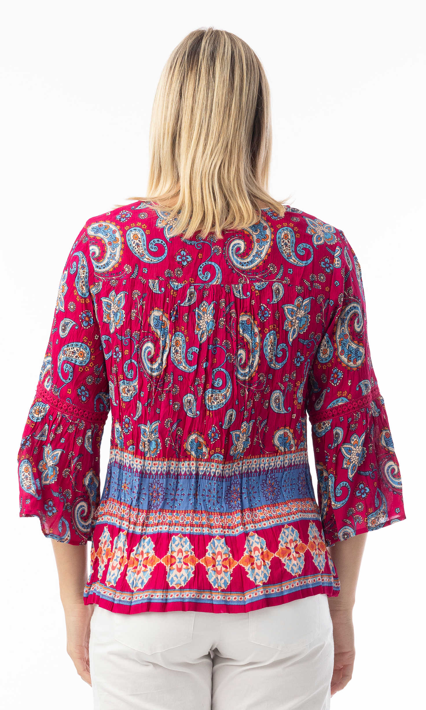 Paisley Border Peplum Boho Blouse - Image 4