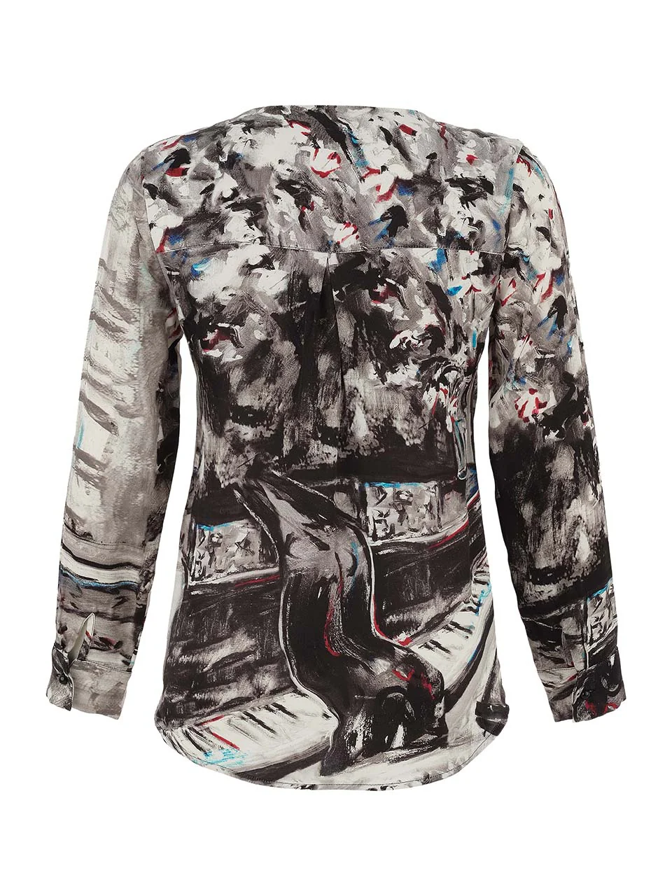 V-Neck Abstract Blouse - Image 2