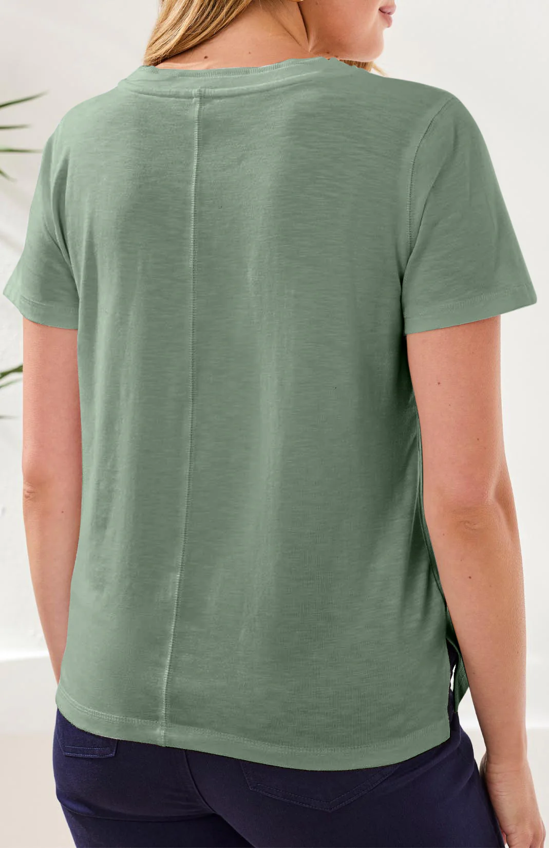 V-Neck Short Sleeve Top With Center Seam - Image 5