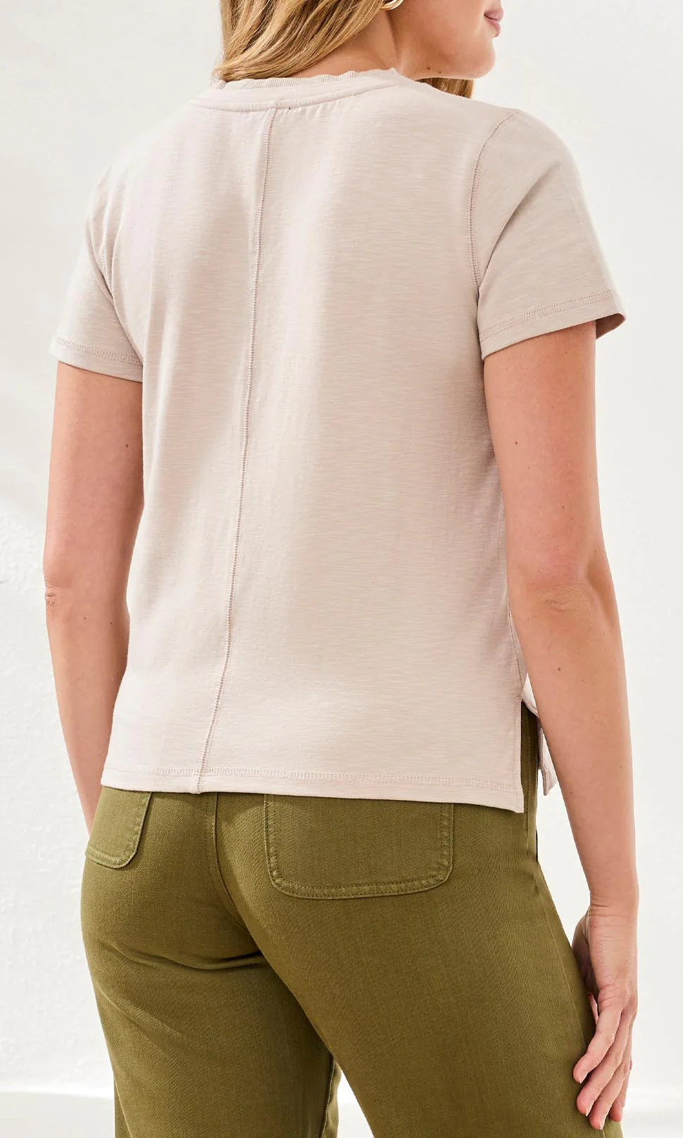 V-Neck Short Sleeve Top With Center Seam - Image 6