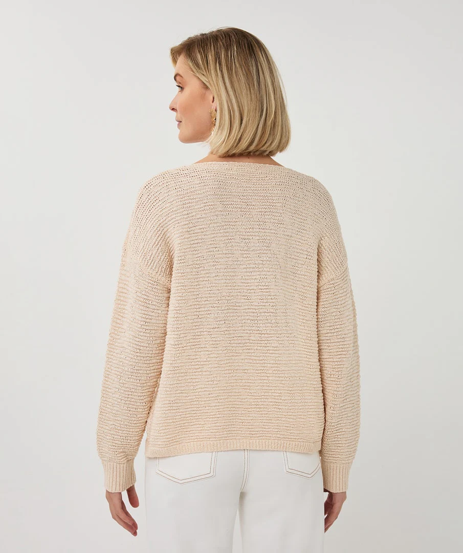 Textured V-Neck Knit Sweater - Image 3