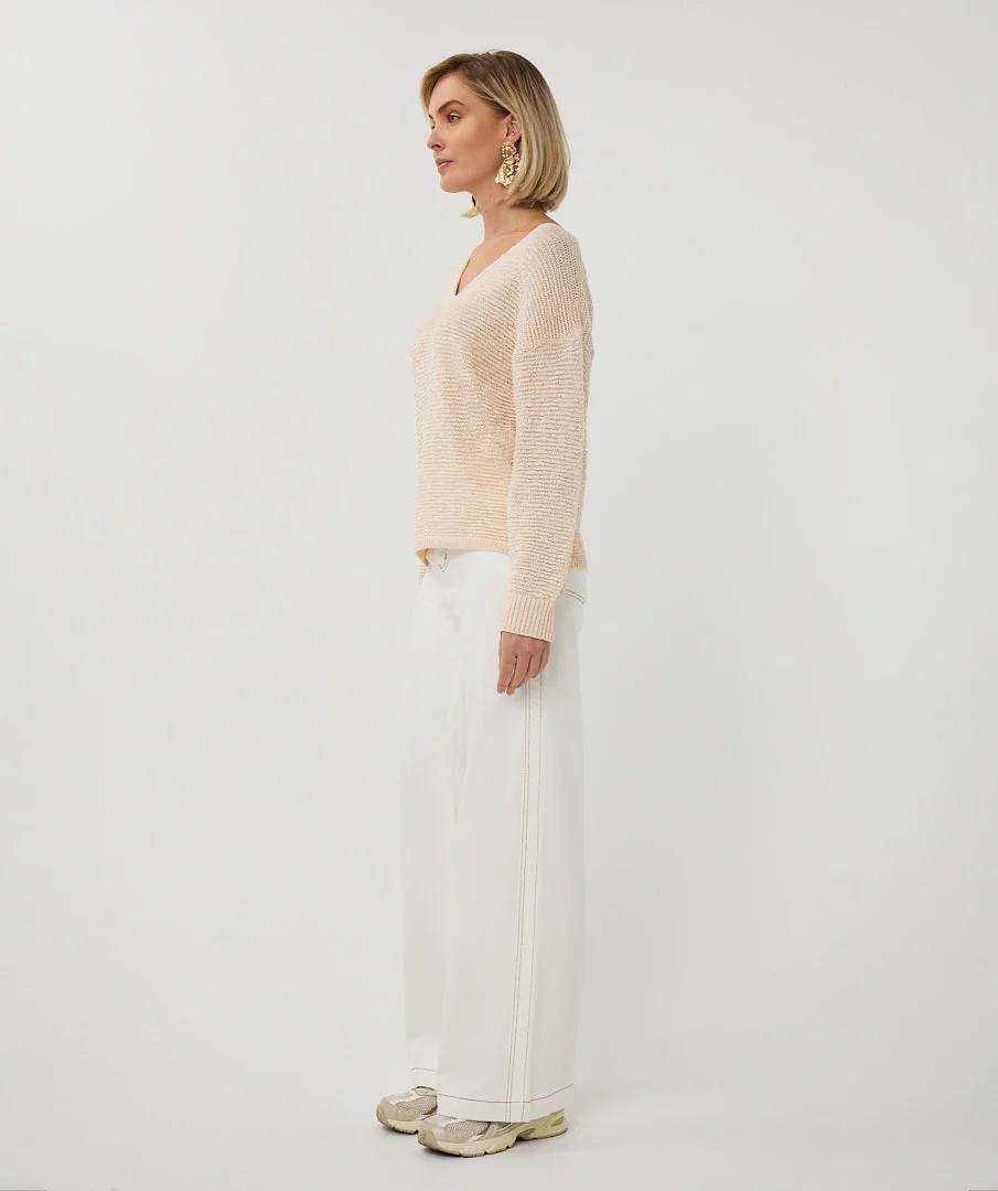 Textured V-Neck Knit Sweater - Image 5