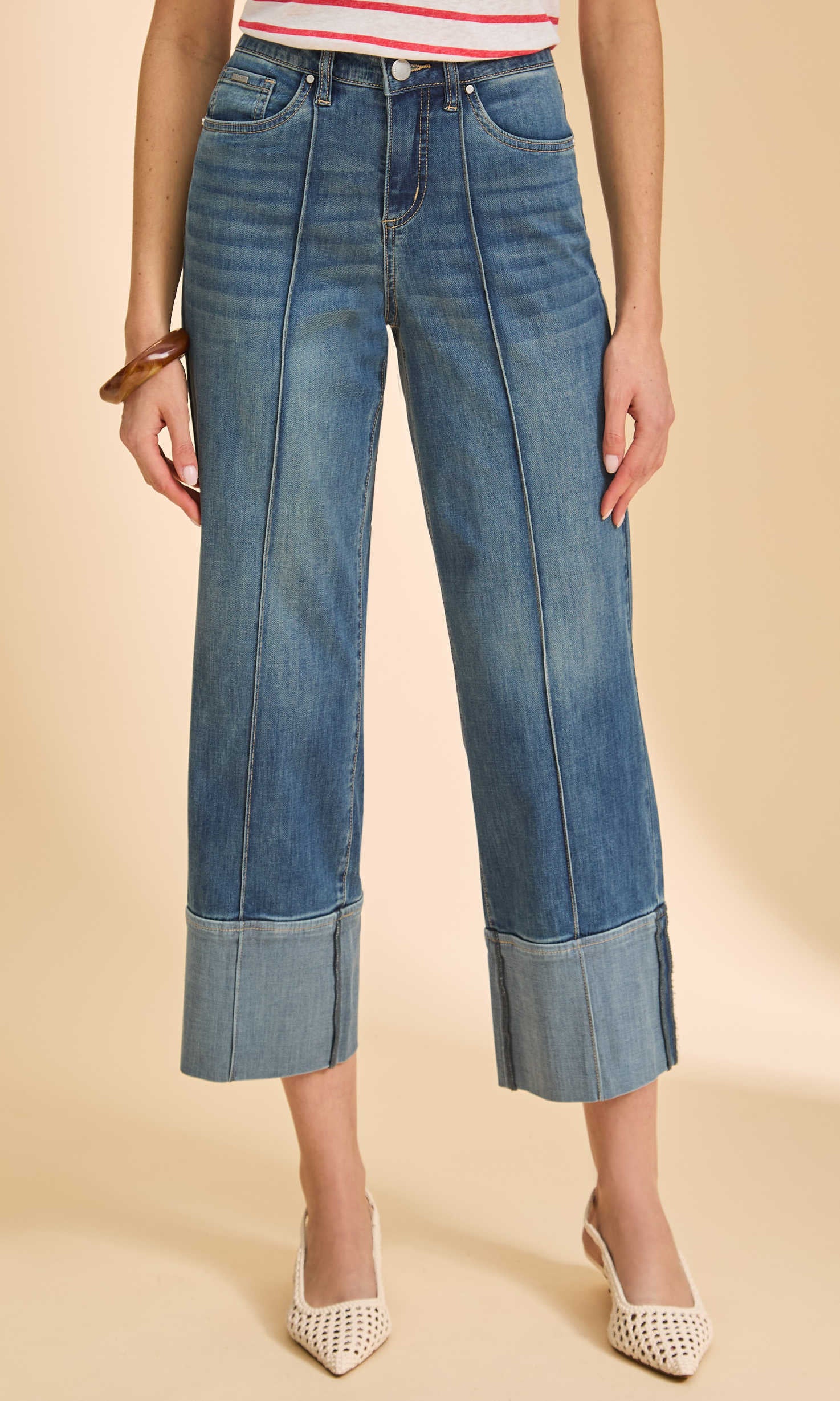 Olivia Cuffed Cropped Straight-Leg Denim