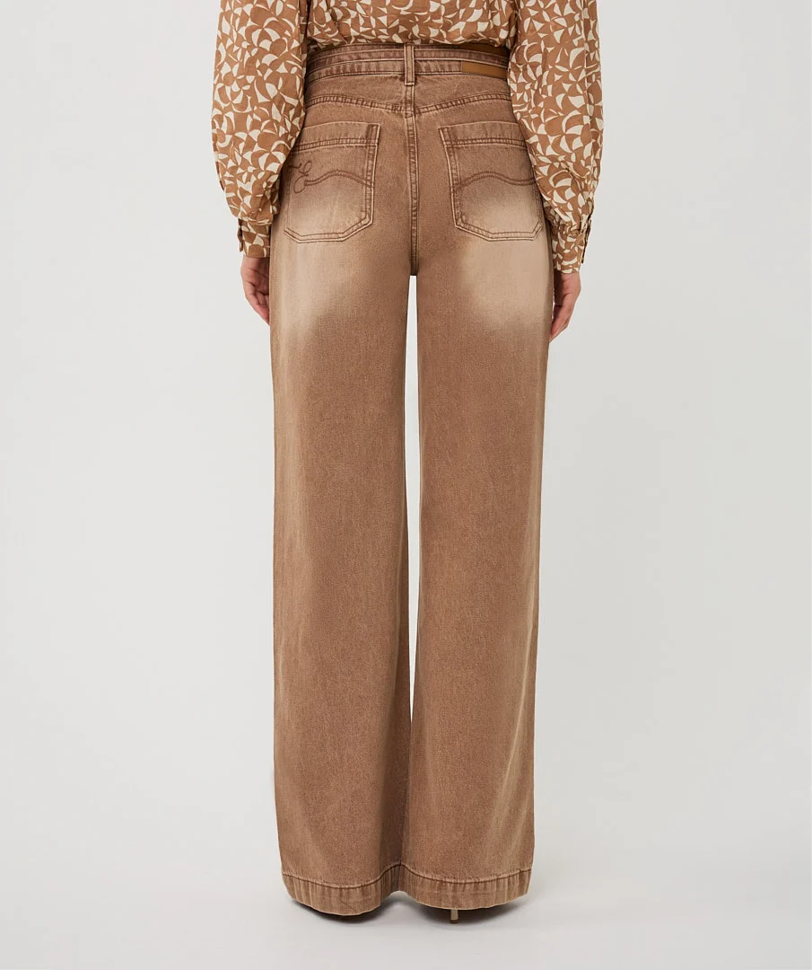 High-Rise Wide-Leg Cotton Denim Pants - Image 3