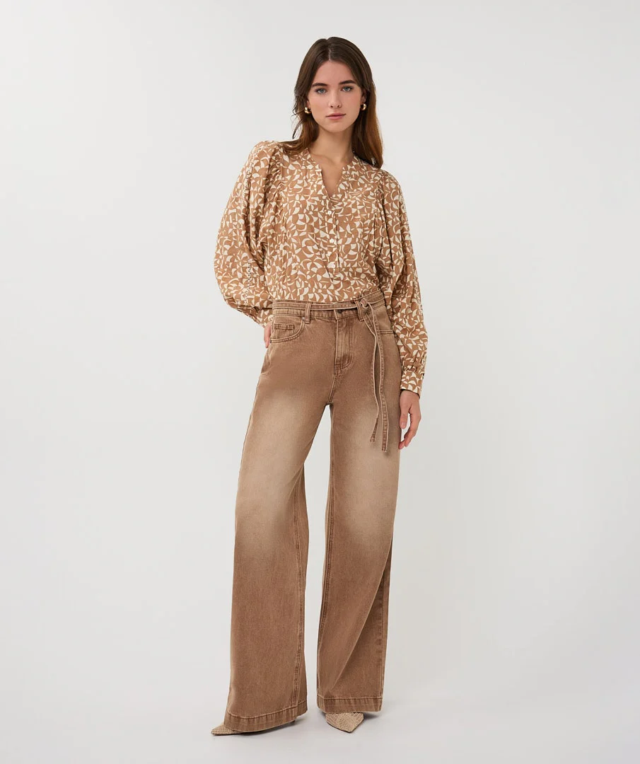 High-Rise Wide-Leg Cotton Denim Pants - Image 4