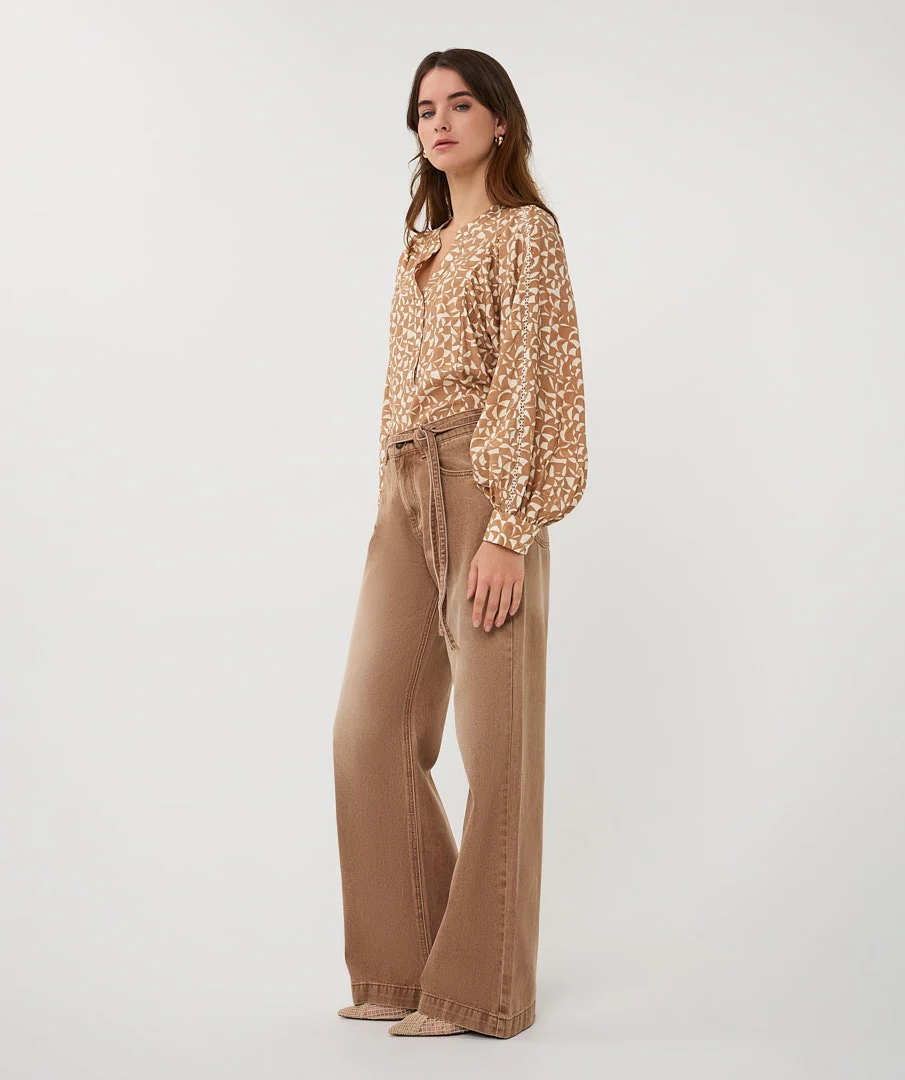 High-Rise Wide-Leg Cotton Denim Pants - Image 5